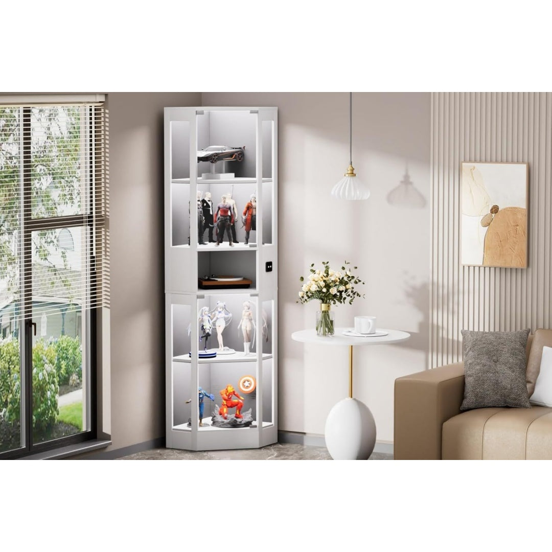Vitrine gris, verre trempe, style contemporain