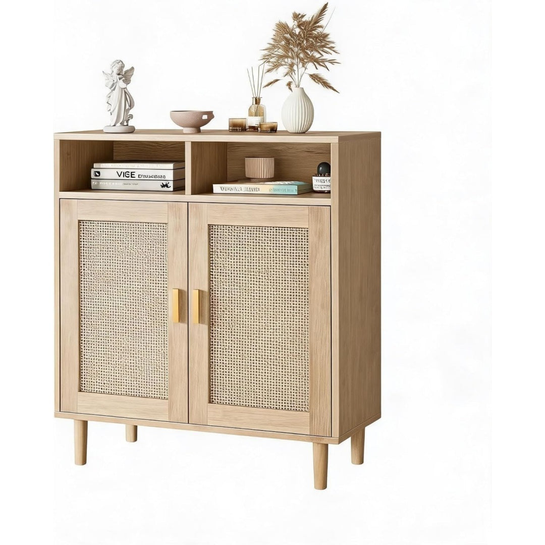 Meuble de rangement 80 cm de large en bois massif beige