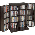 Rangement CD gris fonce 4 etageres, esprit fermier materiau durable pour salon