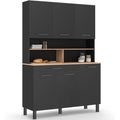 Buffet avec compartiments ouverts noir 120 x 40 x 177 cm
