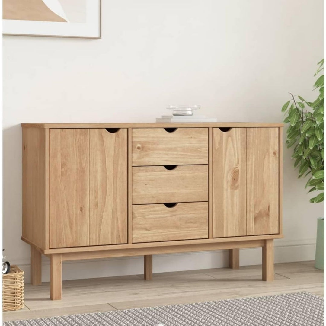 Buffet finition beige en bois massif