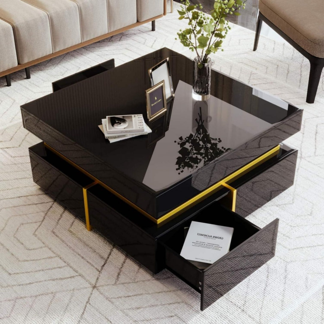 Table basse style classique gris clair 70 x 70 x 35.5 cm