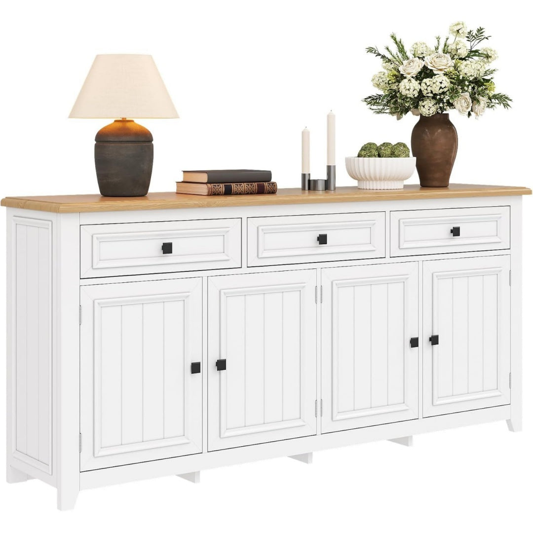 Usage multiple, buffet gris clair en bois grand espace de rangement