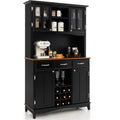 Buffet en verre trempe gris fonce, contemporain, rangement pratique