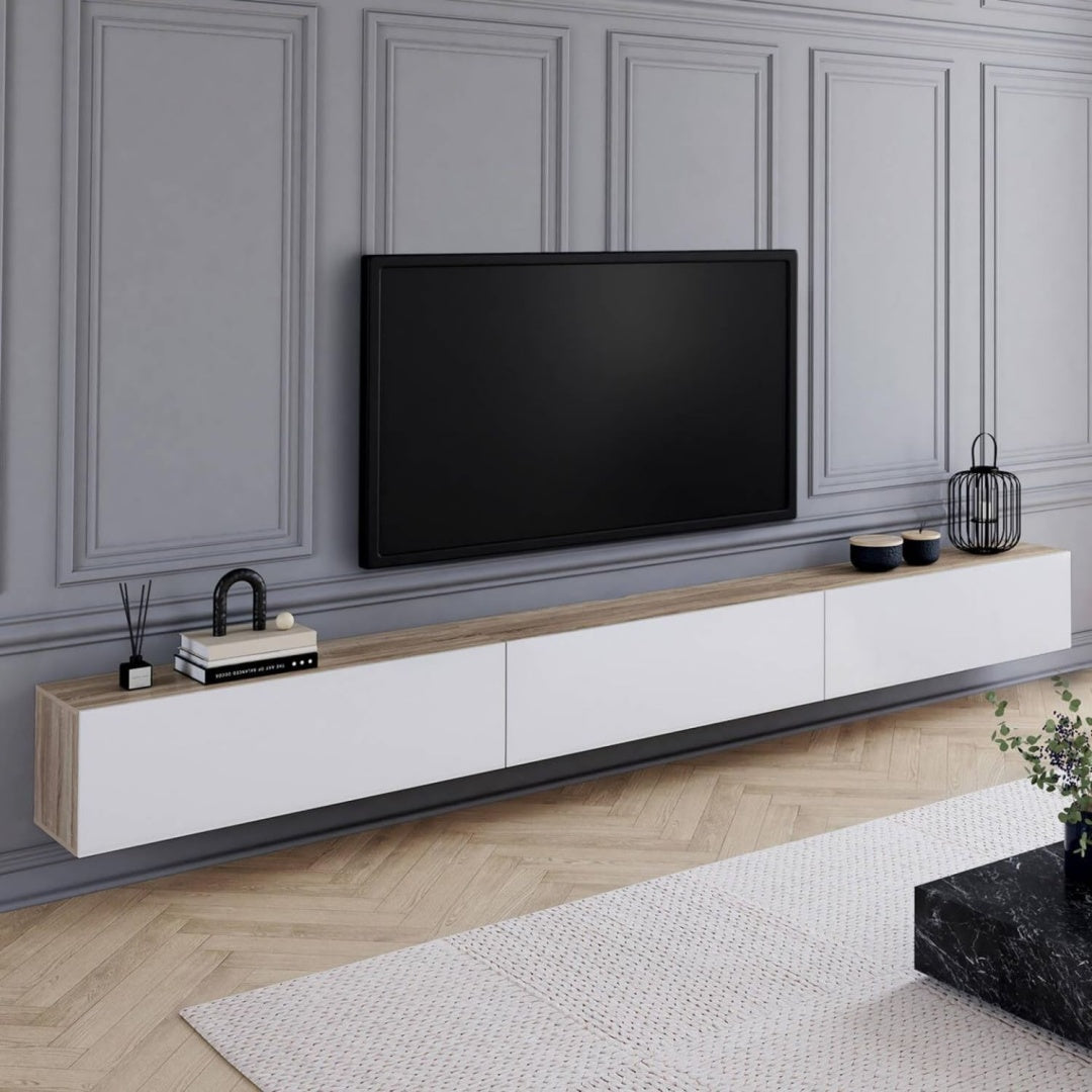 Meuble tele design contemporaine gris en bois