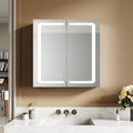 Armoire a miroir gris clair, LED pour une decoration moderne