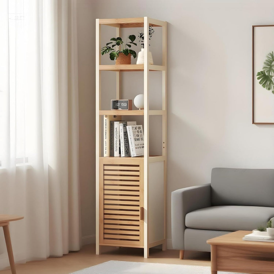 Meuble sur pied gris, contemporain, pour cuisine, rangement malin