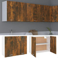 Armoire suspendue en hevea marron, vitre, rangement pratique