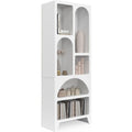 Bibliotheque gris clair 6 etageres de rangement, bois ingenierie style scandinave