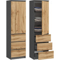 Armoire marron finition chene 180 cm, rangement design moderne