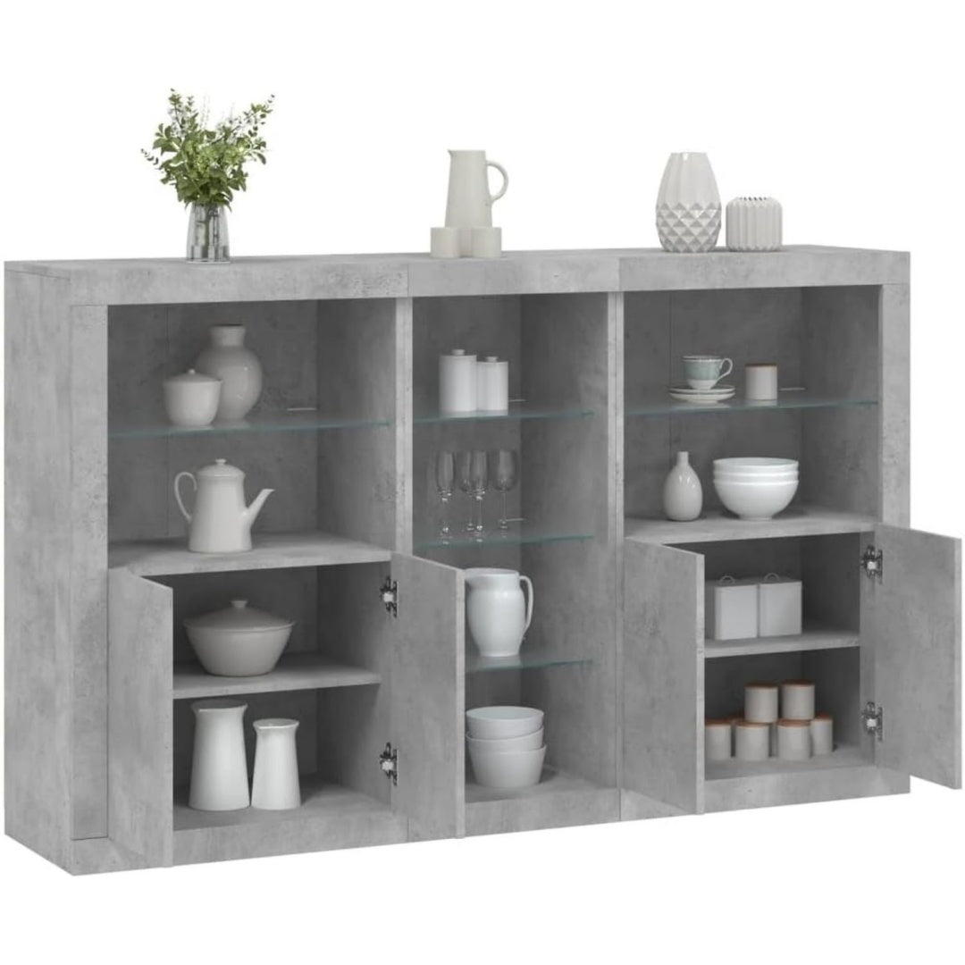 Commode 162 x 37 x 100 cm avec une fixation murale invisible et un eclairage LED integre