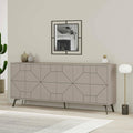Buffet en verre gris clair, contemporain, rangement pratique